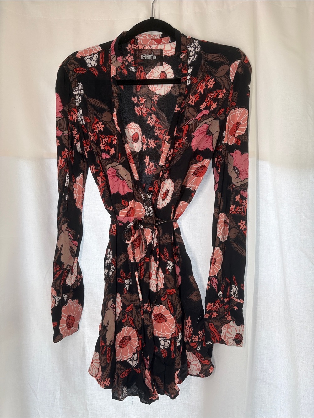 Reformation floral wrap mini dress